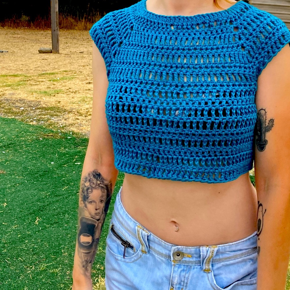 Top hand made crochet unique.